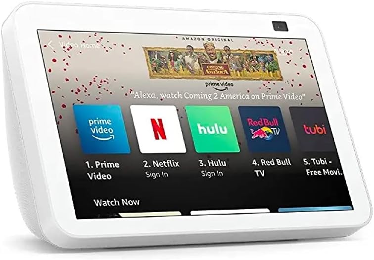8 (2nd Gen, 2021 release) | HD smart display with Alexa and 13 MP camera | Glacier White