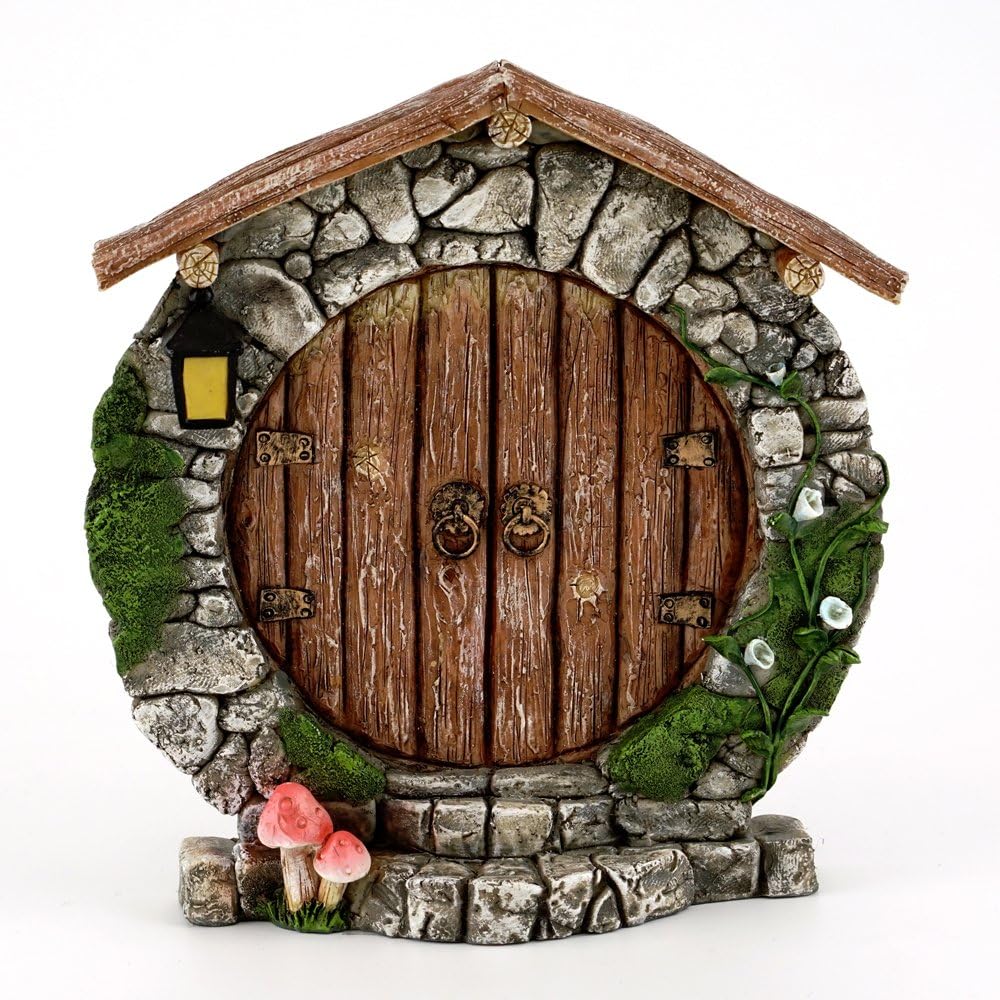Top Collection 5.25″ Miniature Fairy Garden & Terrarium Charming Round Door Decor, Small