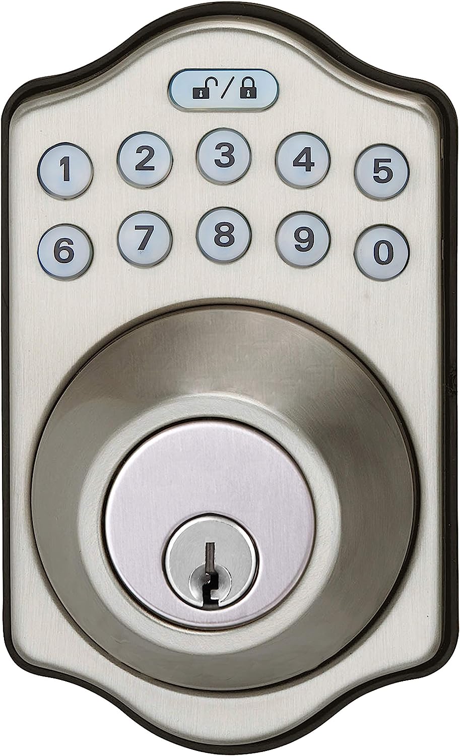 Traditional Electronic Keypad Deadbolt Door Lock with Touch-Control Keyless Entry, Keyed Entry Option, Satin Nickel